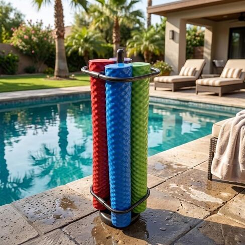 Extra Large Pool Noodle Storage Rack – Rustproof Bronze PVC Pool Float Organizer with Fillable Base for Stability – Outdoor Pool Storage Rack for Noodles & Floats in Kuwait