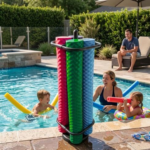 Extra Large Pool Noodle Storage Rack – Rustproof Bronze PVC Pool Float Organizer with Fillable Base for Stability – Outdoor Pool Storage Rack for Noodles & Floats in Kuwait