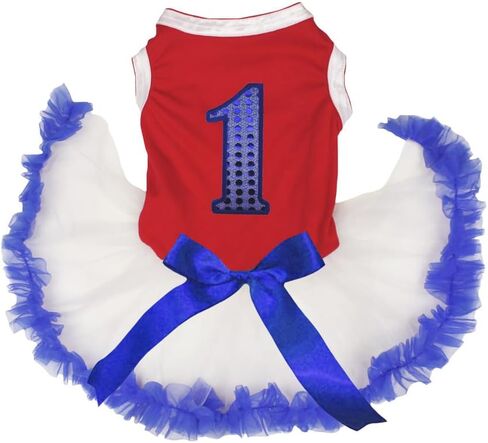 Petitebella Blue Sequins 1st Puppy Dog Dress (Black/Blue Sequins, XXX-Large) in Kuwait