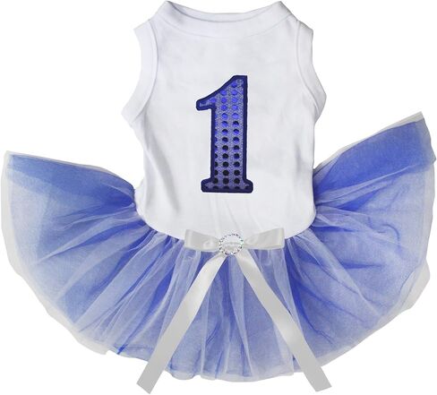 Petitebella Blue Sequins 1st Puppy Dog Dress (Black/Blue Sequins, XXX-Large) in Kuwait