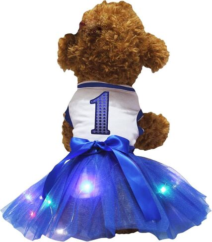 Petitebella Blue Sequins 1st Puppy Dog Dress (Black/Blue Sequins, XXX-Large) in Kuwait