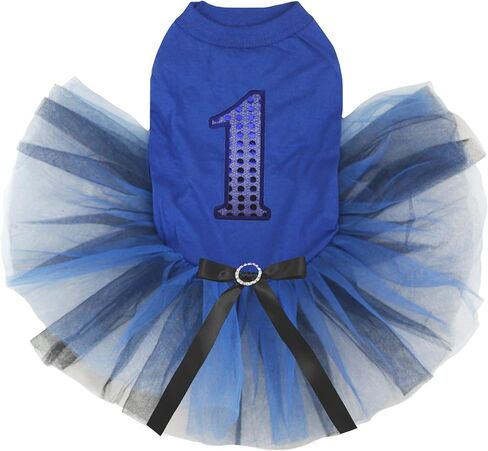 Petitebella Blue Sequins 1st Puppy Dog Dress (Black/Blue Sequins, XXX-Large) in Kuwait