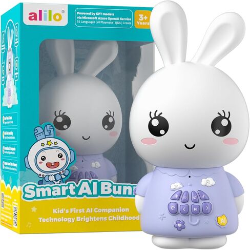 alilo AI Toys for Kids, ChatGPT Smart Companion with Real-Time Voice, 4 Agents & 91 Languages, Preloaded 48 Bunny English/50 Stories/66 Music/28 Lullabies/34 Classical Tunes, Bluetooth Speaker in Saudi Arabia