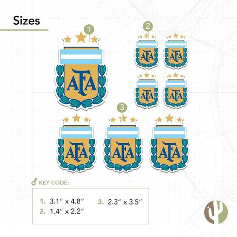 Desert Cactus Argentine Football Association Sticker Decal Vinyl AFA Argentina Albiceleste Soccer Laptop Water Bottle Car Scrapbook (Type 3-1) in Kuwait