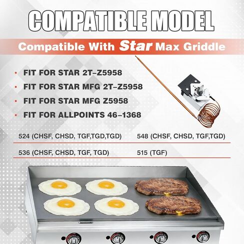 SA-465-36 ترموستات الشواية الكهربائية متوافق مع Star 2T-Z5958 MFG 2T-Z5958 MFG Z5958 AllPoints 46-1368، درجة الحرارة 100F-450F in Kuwait