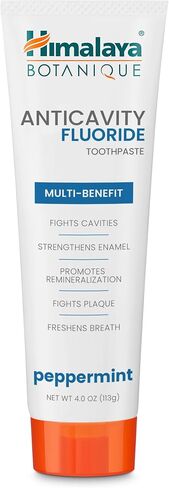 Himalaya Botanique Anticavity Fluoride Toothpaste, Fluoride with Multi-Benefit Support, Fights Cavities, Strengthens Enamel, Promotes Remineralization, Mint Flavor, 4 oz. in Kuwait