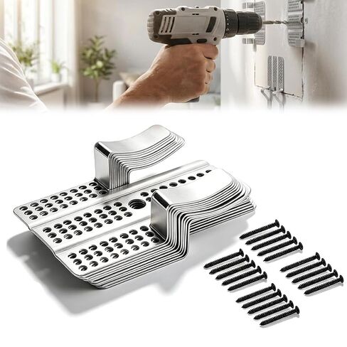 Drywall Repair Clips Kit with Screws, Stainless Steel Wall Patch Fasteners for 1/2 and 5/8 Inch Sheetrock Panels, Heavy Duty Hole Fixing Clips, No Stud Easy Repair for Wall (30pcs) in Kuwait