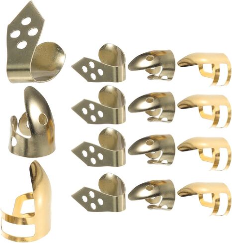 Hemoton Thumb and Finger Picks Set Metal Banjo Picks for Guitar Ukulele and Mandolin Durable Gold Finish for Stringed Instruments in Kuwait