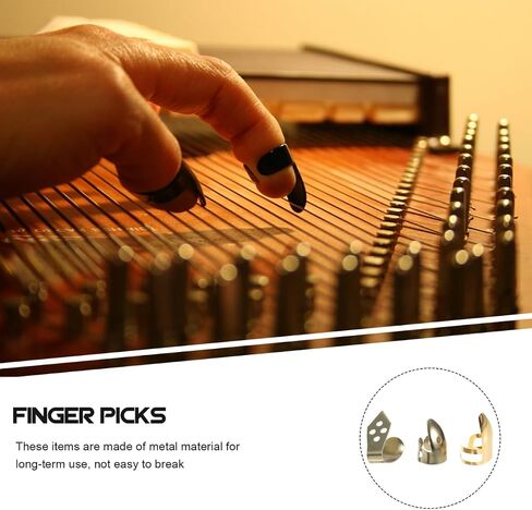 Hemoton Thumb and Finger Picks Set Metal Banjo Picks for Guitar Ukulele and Mandolin Durable Gold Finish for Stringed Instruments in Kuwait