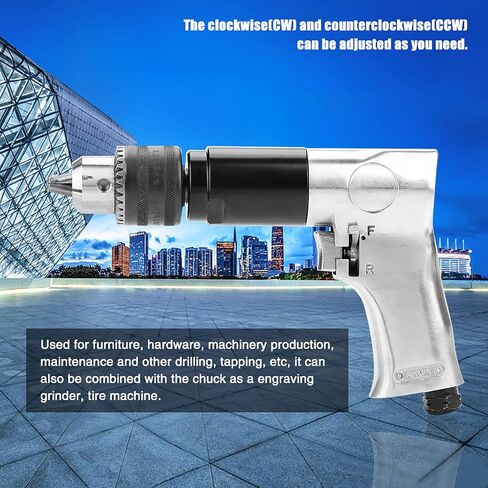 Qinlorgo Air Tool Drillpistol Drills, KP-554 1/2 Type CW CCW Air Drill Pneumatic Drilling Tool 700rpm, Handle Type Reversible Variable Speed Drilling Engraving Grinder in Kuwait