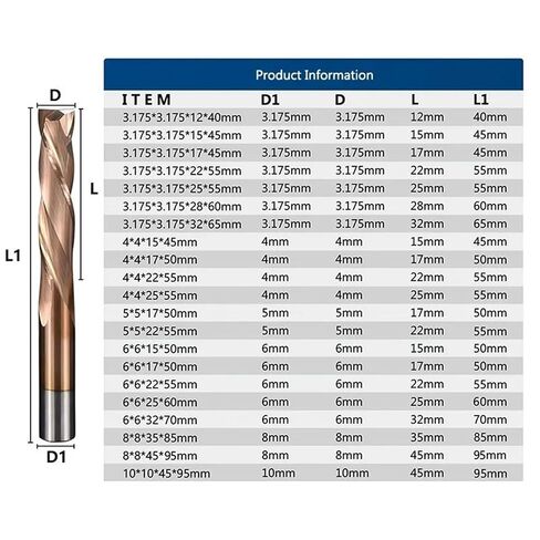 Up Down 3.175/4/5/6/8/10mm Shank Bit Coated 2 Flute Carbide Wood 1Pcs(3.175x3.175x25x55L) in Kuwait