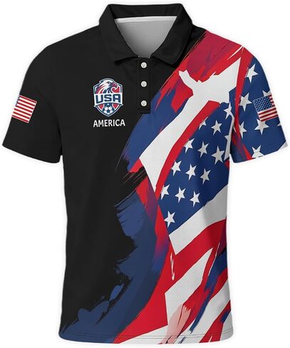 Men's Golf Polo Shirt National Print Graphic Performance Moisture Wicking Sporty Short Sleeve Golf Shirt Top in Kuwait