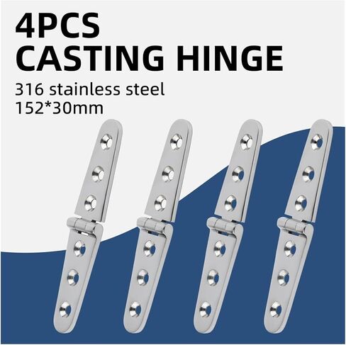 4pcs 30x152mm 316 Stainless Steel Door Strap Hinge with 6 Holes Mirror Polish Marine Boat Hardware Casting in Kuwait