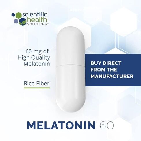 Melatonin 60mg | High Dosage Melatonin in Easy-to-Swallow Capsules | Vegan, Non-GMO & Gluten-Free | US-Made Extra Strength (Single) in Kuwait