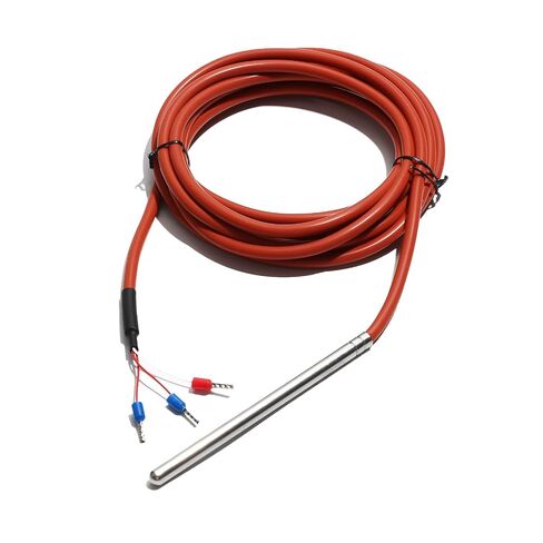 PT1000 Temperature Sensor Waterproof Silicone 3 Wire with Durable Stainless Steel Measuring Probe Thermal Resistance -50-200℃ for Coffee Machine (6x100mm Probe, 1m (3.3 feet) Wire) in Saudi Arabia