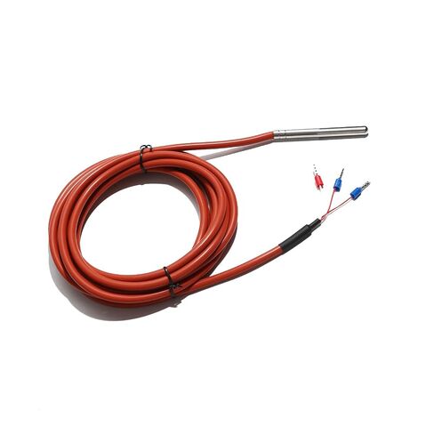 PT1000 Temperature Sensor Waterproof Silicone 3 Wire with Durable Stainless Steel Measuring Probe Thermal Resistance -50-200℃ for Coffee Machine (6x100mm Probe, 1m (3.3 feet) Wire) in Saudi Arabia