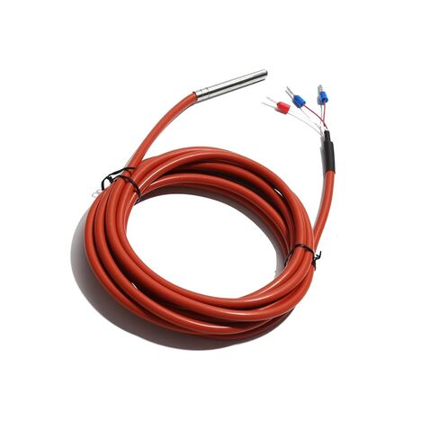 PT1000 Temperature Sensor Waterproof Silicone 3 Wire with Durable Stainless Steel Measuring Probe Thermal Resistance -50-200℃ for Coffee Machine (6x100mm Probe, 1m (3.3 feet) Wire) in Saudi Arabia