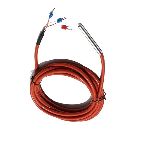 PT1000 Temperature Sensor Waterproof Silicone 3 Wire with Durable Stainless Steel Measuring Probe Thermal Resistance -50-200℃ for Coffee Machine (6x100mm Probe, 1m (3.3 feet) Wire) in Saudi Arabia