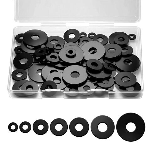 70Pcs Black Rubber Washers Assortment Kit, 7 Sizes Flat Round Washers (10-30mm), Vibration Absorbing Sealing Gasket Set for Faucets, Garden Hose, Bolts, Screws, Plumbing, Universal Shower Head in Kuwait