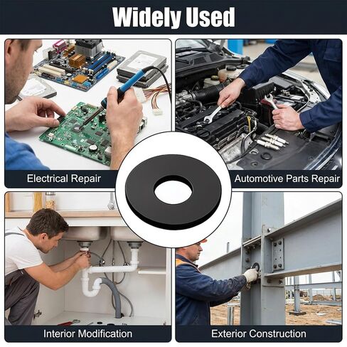 70Pcs Black Rubber Washers Assortment Kit, 7 Sizes Flat Round Washers (10-30mm), Vibration Absorbing Sealing Gasket Set for Faucets, Garden Hose, Bolts, Screws, Plumbing, Universal Shower Head in Kuwait