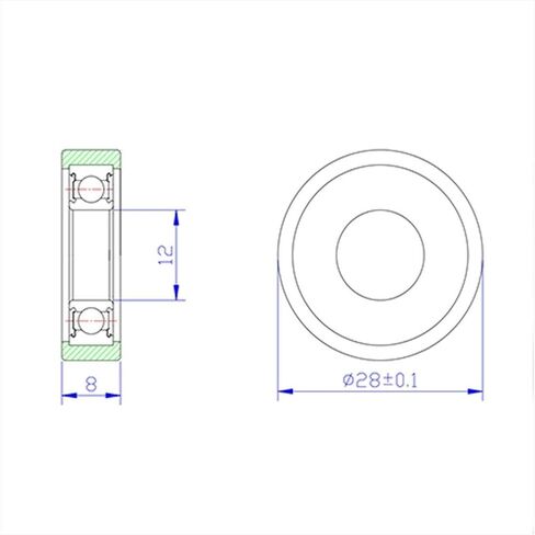 Power Transmission Products PU 6901 Polyurethane Covered Bearing 12x28x8mm Shaft 12mm PU690128-8 Urethane Cover 2Pcs Bearings PU6901 Ball in Kuwait