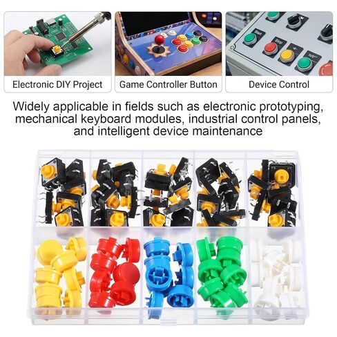 80 قطعة من مفاتيح اللباقة SMD PCB المؤقتة، مجموعة مفاتيح ضغط اللمس 12x12x7.3 مم، زر ضغط اللمس 4 دبوس مع 5 أغطية أزرار ملونة (8 قطع لكل واحدة) لمشاريع الإلكترونيات DIY، نماذج PCB الأولية in Kuwait