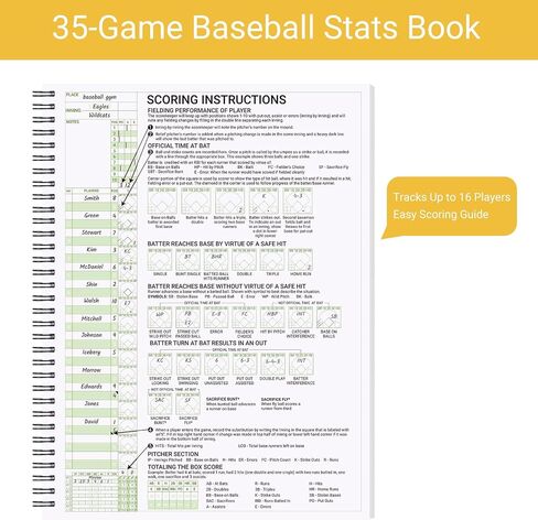 3 Pack 9x12 Baseball Scorebook, Softball Score Keeping Book, 35 Games 16 Players, Extra Innings, Baseball Stats Book for Youth, High School Adult Leagues in Kuwait