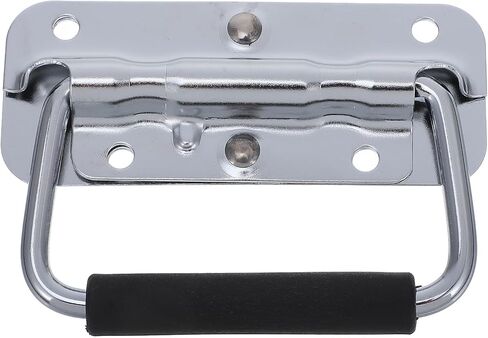 LIFKOME 304 Stainless Steel Toolbox Folding Pull Handle with Spring Iron Chrome Plated 100mm, Heavy Duty Metal Case Handle for Industrial Toolboxes and Equipment Cases in Kuwait