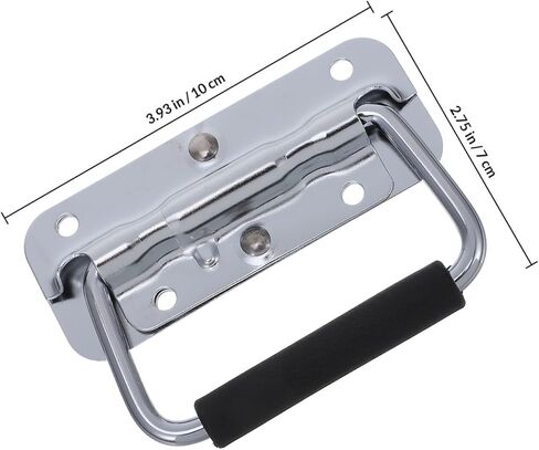 LIFKOME 304 Stainless Steel Toolbox Folding Pull Handle with Spring Iron Chrome Plated 100mm, Heavy Duty Metal Case Handle for Industrial Toolboxes and Equipment Cases in Kuwait