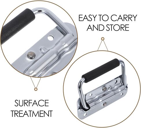 Heavy Duty 304 Stainless Steel Foldable Tool Box Handle with Spring Loaded Chrome-Plated Metal Grip, 100mm Folding Pull Handle for Industrial Toolbox and Chest Cases in Kuwait