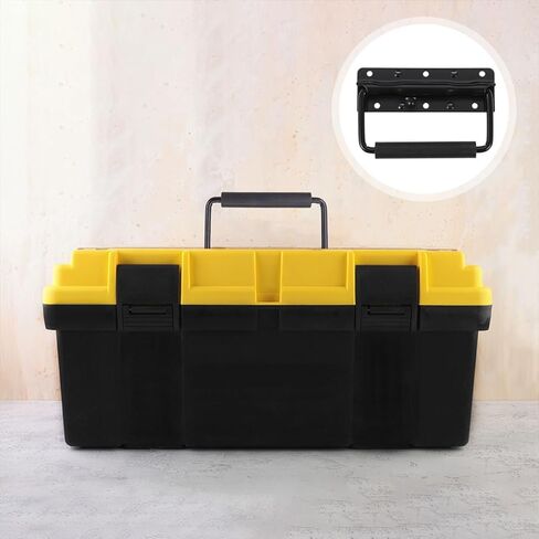 Cabilock 4pcs Heavy Duty Spring Loaded Metal Toolbox Handles, 125mm Folding Carry Handles for Storage Boxes, Cabinet Pulls with Mounting Rings, Black Industrial Hardware in Kuwait