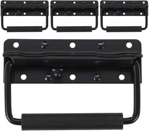 Ipetboom 4pcs Spring Loaded Heavy Duty Metal Toolbox Handles 125mm Black Folding Chest Handles for Cabinet, Case, and Tool Box Replacement in Kuwait