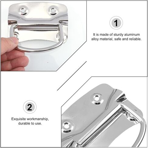 LIFKOME 4 Pcs Folding Stainless Steel Toolbox Handles, Heavy Duty Metal Box Pull Handles with Foldable Chest Case Rings for Industrial Toolboxes and Storage Boxes in Kuwait
