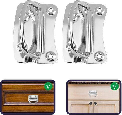LIFKOME 4 Pcs Folding Stainless Steel Toolbox Handles, Heavy Duty Metal Box Pull Handles with Foldable Chest Case Rings for Industrial Toolboxes and Storage Boxes in Kuwait