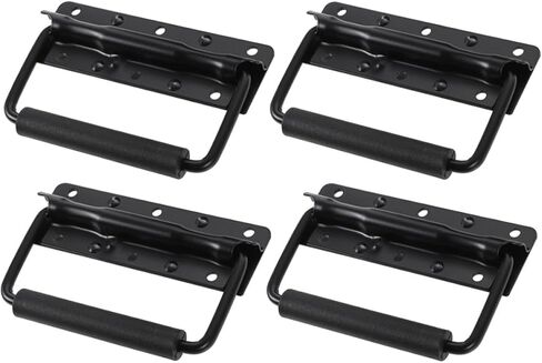 Cabilock 4 Pcs Heavy Duty Spring Loaded Chest Handles 125mm Metal Folding Case Handles for Toolboxes and Cabinets Black Surface Mounted Replacement for Industrial Equipment in Kuwait