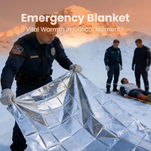 Emergency Thermal Blankets 4 Pack 82" 52", Silver, Mylar Space Blanket, Waterproof, Perfect for Camping, Hiking, Marathon, Running, Wilderness Rescue, First Aid or Bug Out Bag in Kuwait