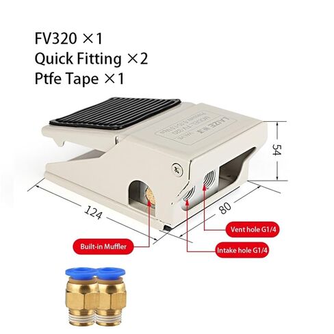 1PCS Pneumatic Foot Pedal Valve 3/2 5/2 Way Rubber Nonslip 2 Position 3 4 5 Port Pressure Control FV320 4F210-08(FV320,with 8mm Fitting) in Kuwait