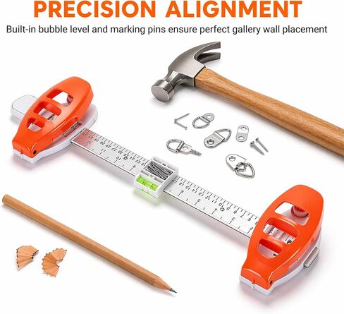 Level Ruler Picture Hanging Tool with Built-In Level for Frames, Wall Decor, Easy Alignment Picture Hanger Tool in Kuwait