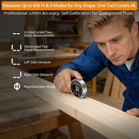 Neoteck Digital Tape Measure 656Ft, Rechargeable Electronic Rolling Ruler with LCD Display,Measures Curve,Diameter&Flat Surface,Portable Rolling Wheel Tape Measurefor DIY,Woodworking,Home Renovation in Kuwait