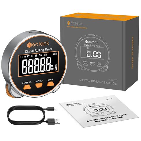 Neoteck Digital Tape Measure 656Ft, Rechargeable Electronic Rolling Ruler with LCD Display,Measures Curve,Diameter&Flat Surface,Portable Rolling Wheel Tape Measurefor DIY,Woodworking,Home Renovation in Kuwait