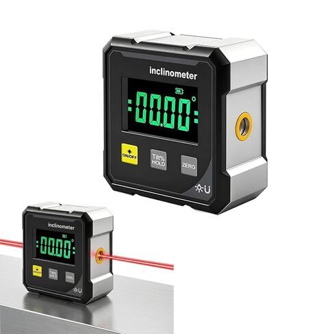 Digital Angle Finder Inclinometer, 4×90° High Accuracy, Large LED Display, 4-Side Magnetic Base, USB Rechargeable Protractor Tool for Woodworking, Metalworking, Construction & DIY in Kuwait