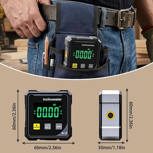 Digital Angle Finder Inclinometer, 4×90° High Accuracy, Large LED Display, 4-Side Magnetic Base, USB Rechargeable Protractor Tool for Woodworking, Metalworking, Construction & DIY in Kuwait