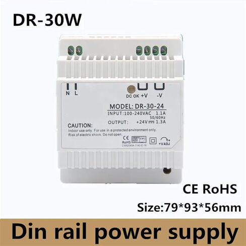 30 واط منفذ المصنع الدين السكك الحديدية إمدادات الطاقة 100-240VAC المدخلات AC110V /220 فولت إلى تيار مستمر 12 فولت 24 فولت DR-30W (24 فولت) in Kuwait