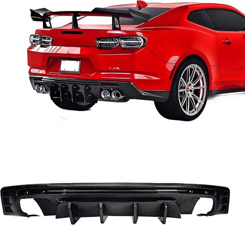 موزع خلفي متوافق مع 2016-2023 Camaro LS, LT, LT1, SS, كوبيه قابلة للتحويل ببابين Shark Fin Style Bumper Lip Gloss أسود in Kuwait