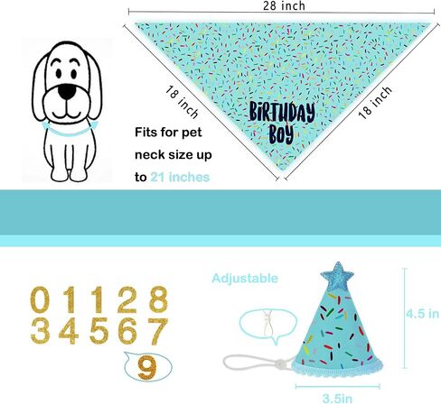 Birthday Dog Bandanas + Hat, Colorful HBD Dog Scarfs for Boy and Girl, Pet Scarves for Boy and Girl Bandanas for Small Medium Large Dogs (It's My Birthday, One Size) in Saudi Arabia