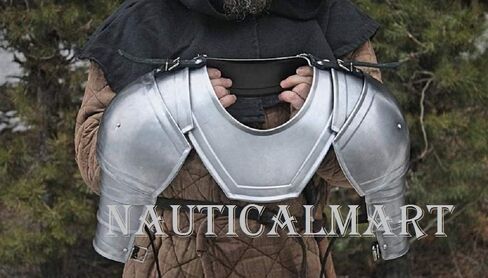 NauticalMart Pair of Pauldrons&Gorget - Steel Pauldrons - LARP Armor -Metal Shoulders - LARP Shoulders - LARP Fantasy Protection in Kuwait