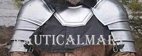 NauticalMart Pair of Pauldrons&Gorget - Steel Pauldrons - LARP Armor -Metal Shoulders - LARP Shoulders - LARP Fantasy Protection in Kuwait