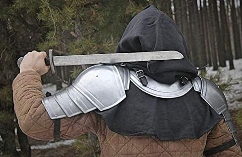 NauticalMart Pair of Pauldrons&Gorget - Steel Pauldrons - LARP Armor -Metal Shoulders - LARP Shoulders - LARP Fantasy Protection in Kuwait