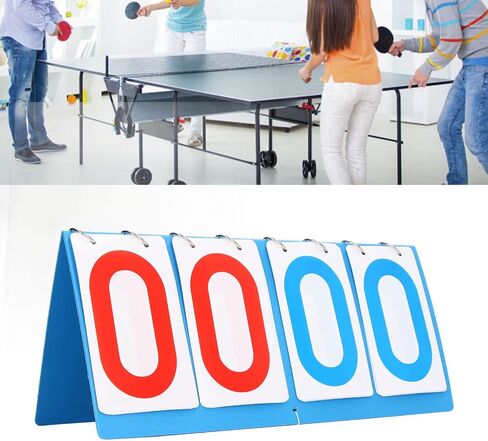 4 Digit Scoreboard Blue Red Number Portable Tabletop Flip Score Keeper for Volleyball Basketball in Kuwait