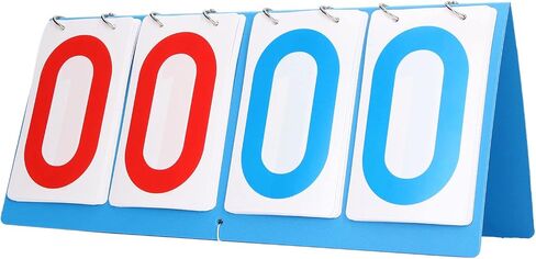 4 Digit Scoreboard Blue Red Number Portable Tabletop Flip Score Keeper for Volleyball Basketball in Kuwait